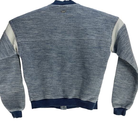 Vintage Y2K GUESS Varsity Jacket Womens Size S Blue Button Up Cotton Blend Retro - Picture 4 of 8